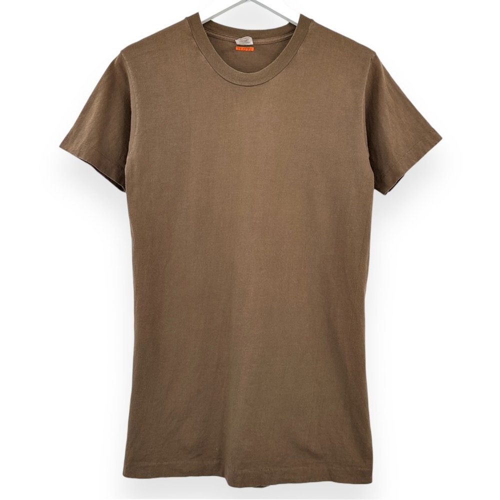 Single Stitch Blank Tee - Made in USA Vintage Fruit Of The Loom Brown T-Shirt